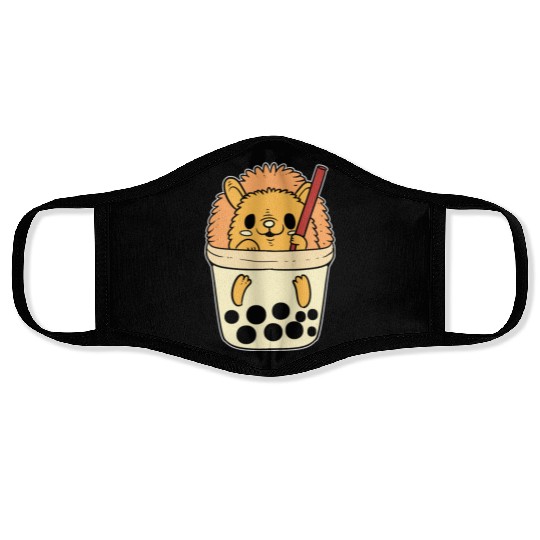 Boba Tea Hedgehog Pet Lover Gift Face Masks