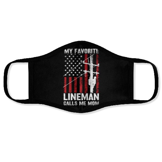 Mothers day my favorite lineman Face Masks