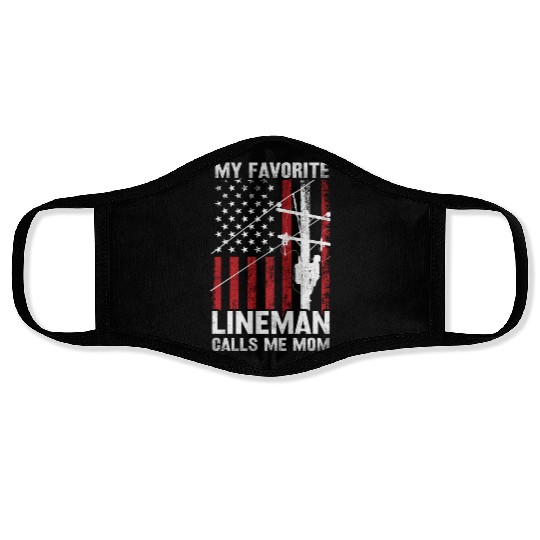 Mothers day my favorite lineman Face Masks