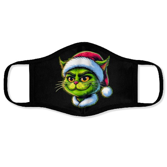 Cute Cat as Santa on Christmas Face Masks
