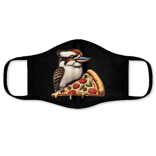 Kookaburra is enjoying a delicious pizza Face Masks