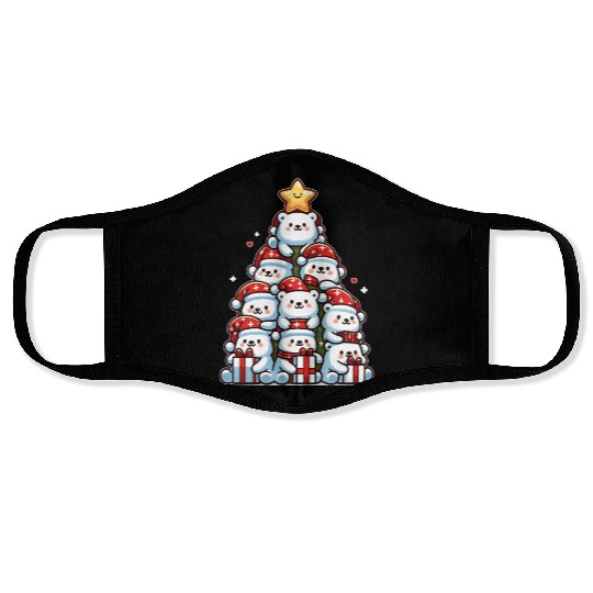 Polar Bear Christmas Tree Merry Christmas Face Masks