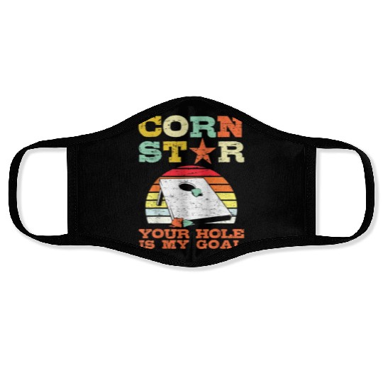 Corn Star Your Hole is My Goal Vintage Cornhole Face Masks