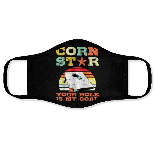 Corn Star Your Hole is My Goal Vintage Cornhole Face Masks