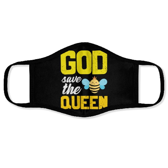 Earth Quote God Save The Queen Bee Face Masks