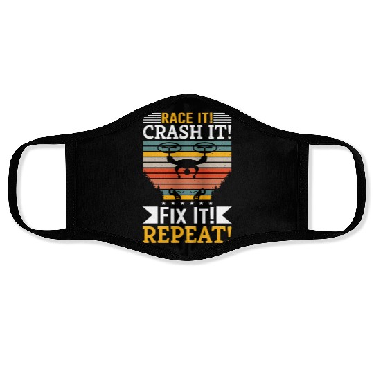 Race It Crash It Fix It Repeat Face Masks