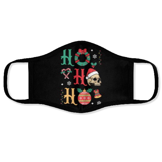 Ho ho ho Merry Christmas Skull Santa Face Masks