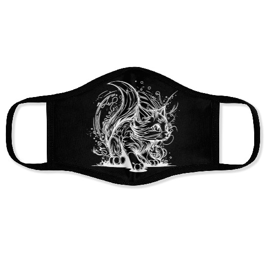 Cute Little Space Cat In Splash Style Face Masks