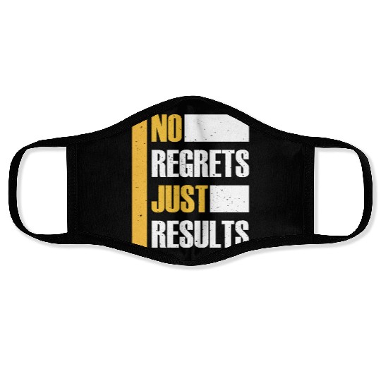No Regrets Just Results distress grunge typography Face Masks