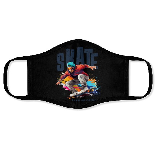 Skate keep on rolling Face Masks