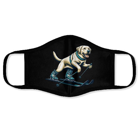 Dog Labrador Retriever Skiing Skier Ski Vacation Face Masks