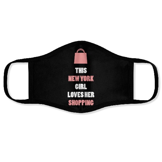 this new york girl loves her shopping Face Masks