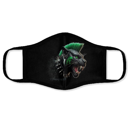 Panther Green Punk Face Masks