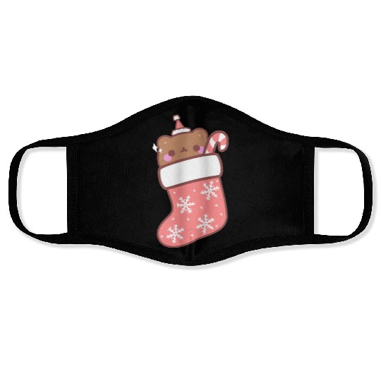 Teddy bear in a boot Face Masks