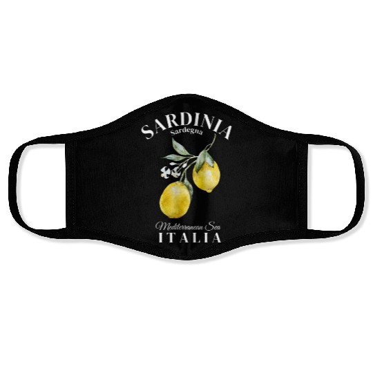Sardinia Island Sargenda Italia Lemon design Face Masks