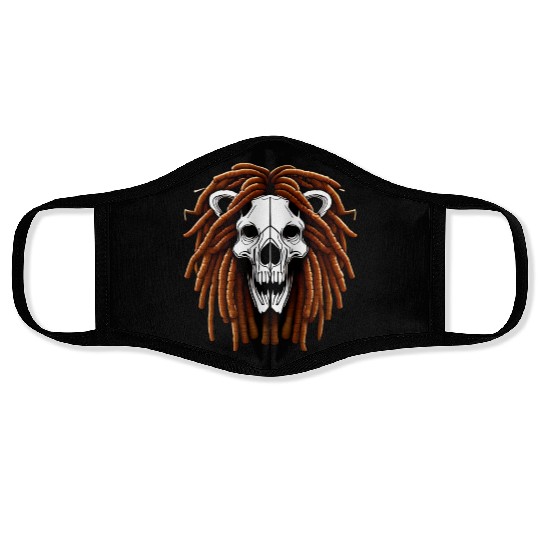 Lion Skull With Dreadlocks Dreads Design Face Masks