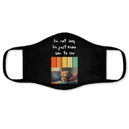 smart and happy cat Face Masks