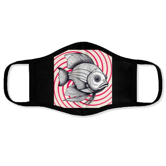red striped fish Face Masks