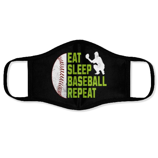Eat Sleep Baseball Repeat Baseball Player Face Masks