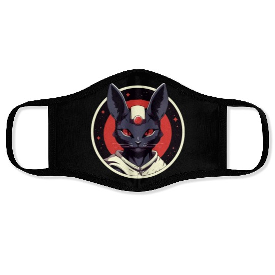 kawaii cat anime japanese retro men women Face Masks