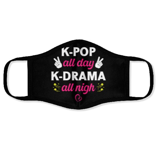 K-Pop All Day K-Drama All Nigh, Korean Music Lover Face Masks