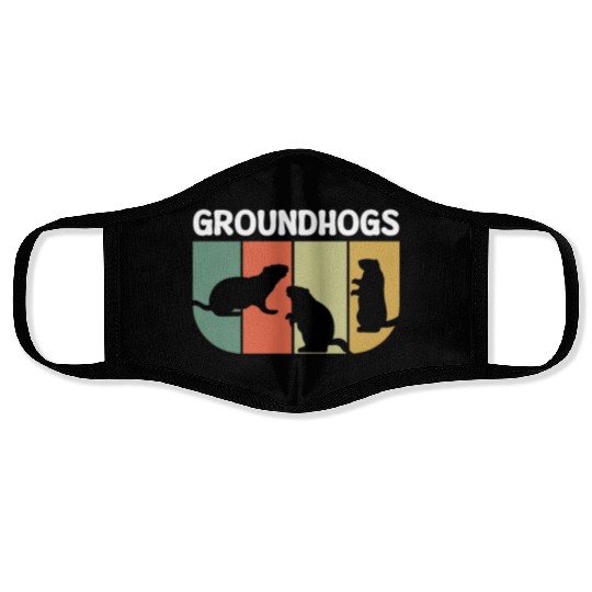 Groundhogs Retro Vintage Happy Groundhog Day Face Masks