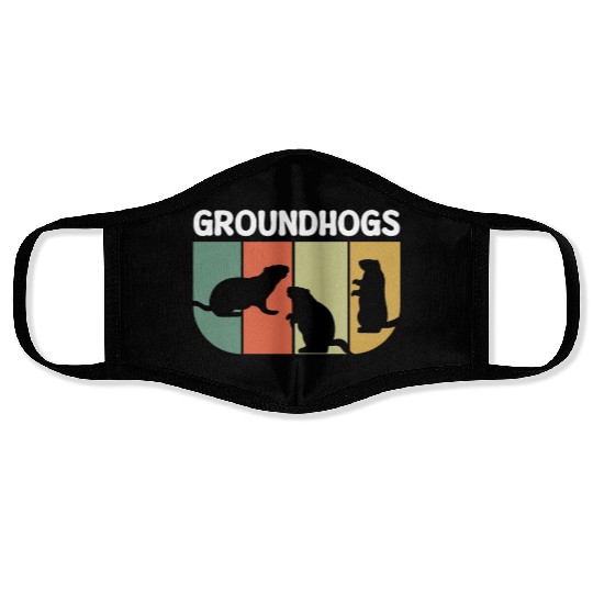 Groundhogs Retro Vintage Happy Groundhog Day Face Masks