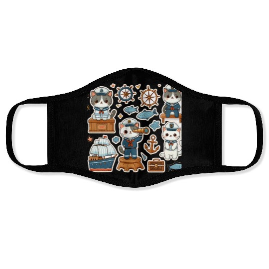 Sailor Whiskers: Little Sailor Kitties Sticker Face Masks