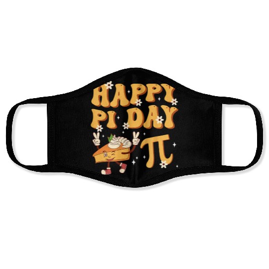 groovy happy pi day Mathematics Math Teacher Face Masks