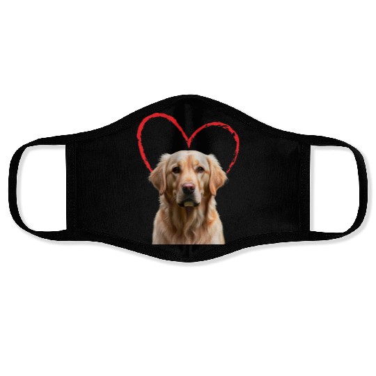 Golden Retriever Embraced by Love Knows No Bounds Face Masks