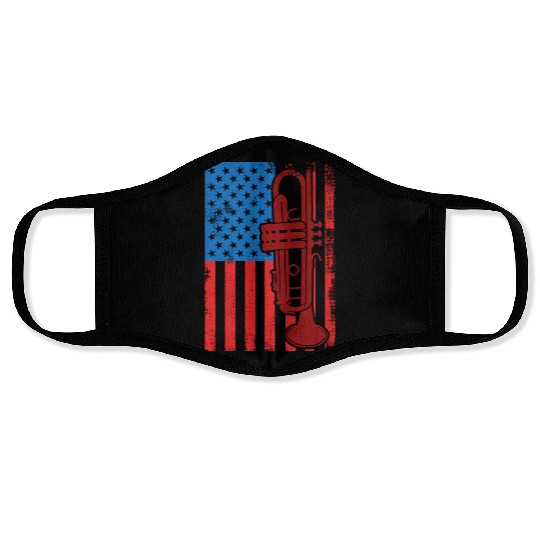 US Patriotic Trumpet Player Face Masks