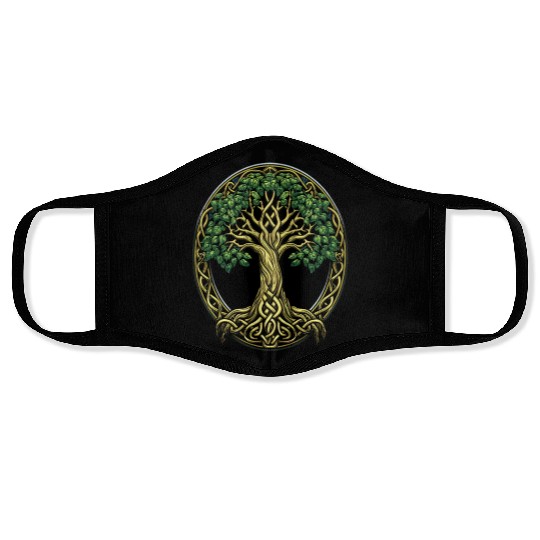 St Patricks Day Celtic Knot Tree Irish Gaelic Face Masks