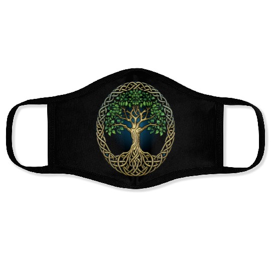 St Patricks Day Celtic Knot Tree Irish Gaelic Face Masks