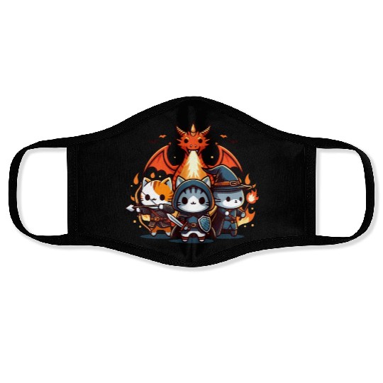 Cute Kawaii Cat RPG Fantasy Board Game Dragon Face Masks