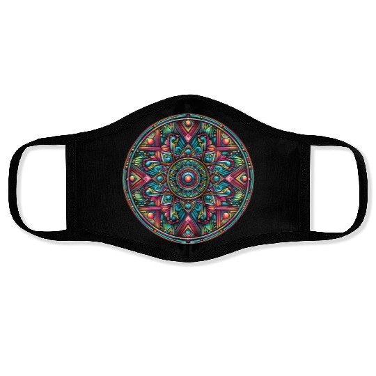 psychedelic mandala Face Masks