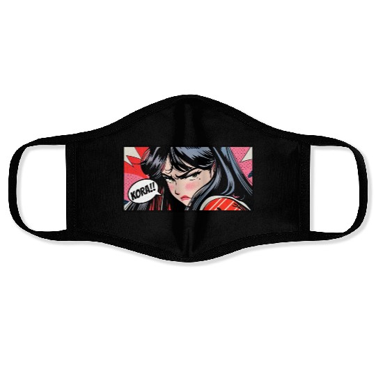 Kora! Retro Anime Girl Face Masks