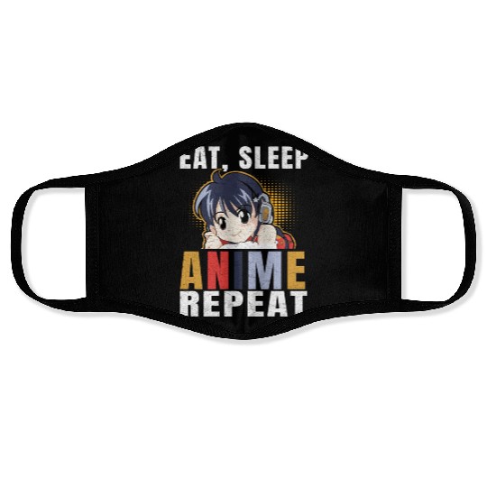 eat Sleep Anime Beautiful cartoon Face Masks