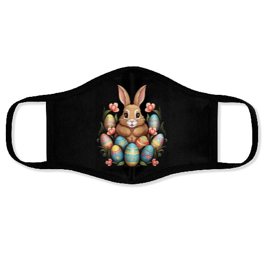 Easter Bunny Rabbit Colorful Eggs Easter Egg Hunt Face Masks