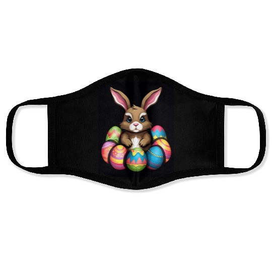 Easter Bunny Rabbit Colorful Eggs Easter Egg Hunt Face Masks