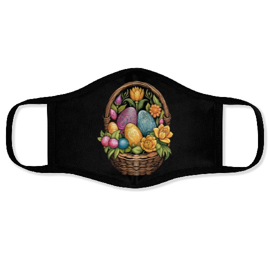 Easter Day Easter Egg Basket Mandala Art Egg Hunt Face Masks