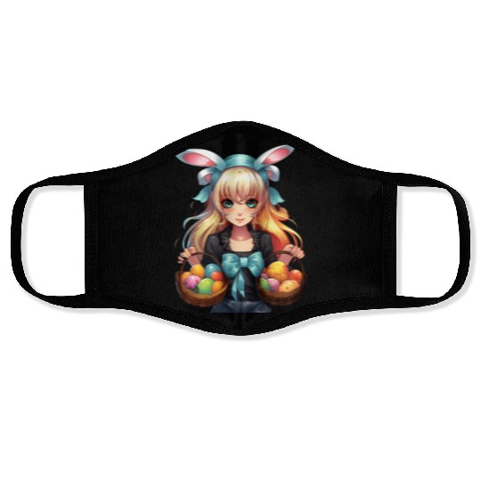 Easter Day Anime Girl Bunny Ear Easter Egg Hunt Face Masks