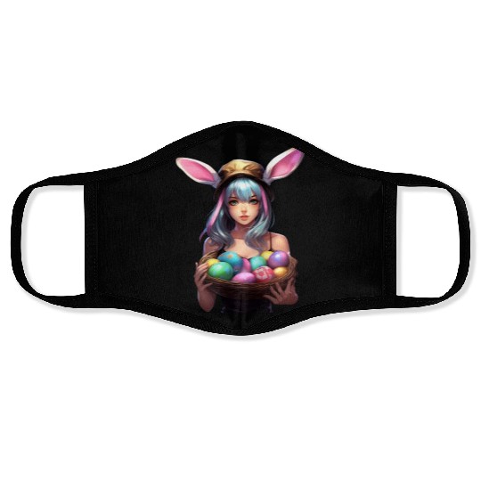 Easter Day Anime Girl Bunny Ear Easter Egg Hunt Face Masks