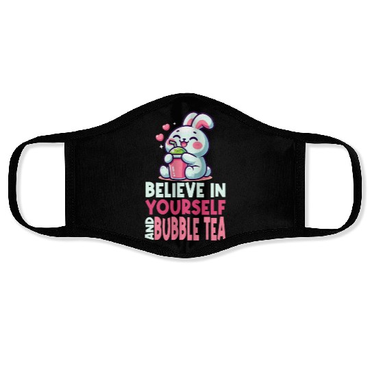 Kawaii Rabbit Bubble Tea Believe In Yourself Face Masks