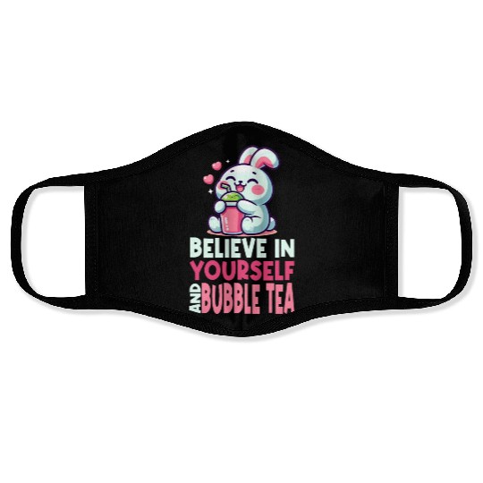 Kawaii Rabbit Bubble Tea Believe In Yourself Face Masks