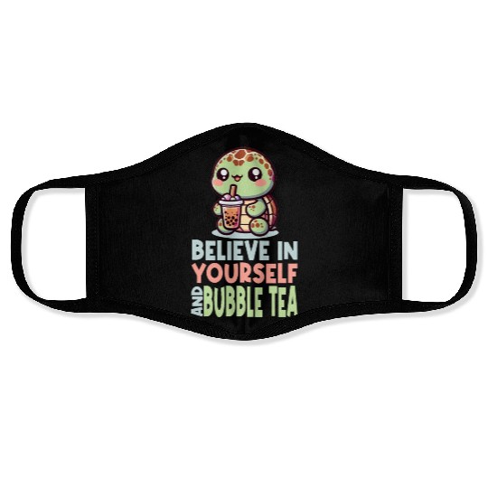 Kawaii Turtle Bubble Tea Believe In Yourself Face Masks