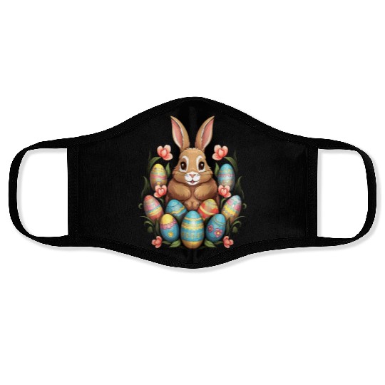 Easter Bunny Rabbit Colorful Eggs Easter Egg Hunt Face Masks