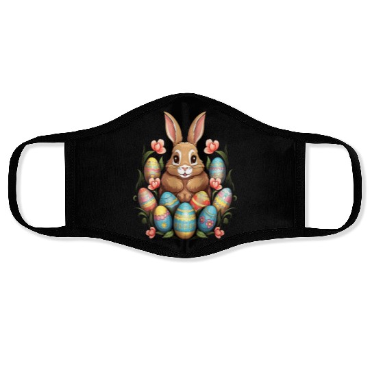 Easter Bunny Rabbit Colorful Eggs Easter Egg Hunt Face Masks