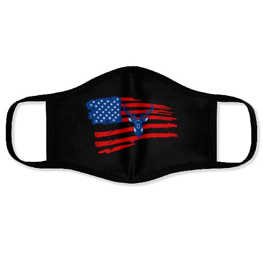American flag Hunting deer Face Masks