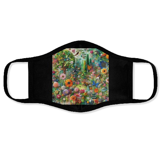 Whimsical Garden: Mixed Media Exploration Face Masks