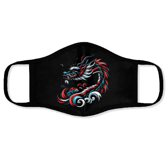 Colorful Chinese Dragon Artwork Essentials Face Masks